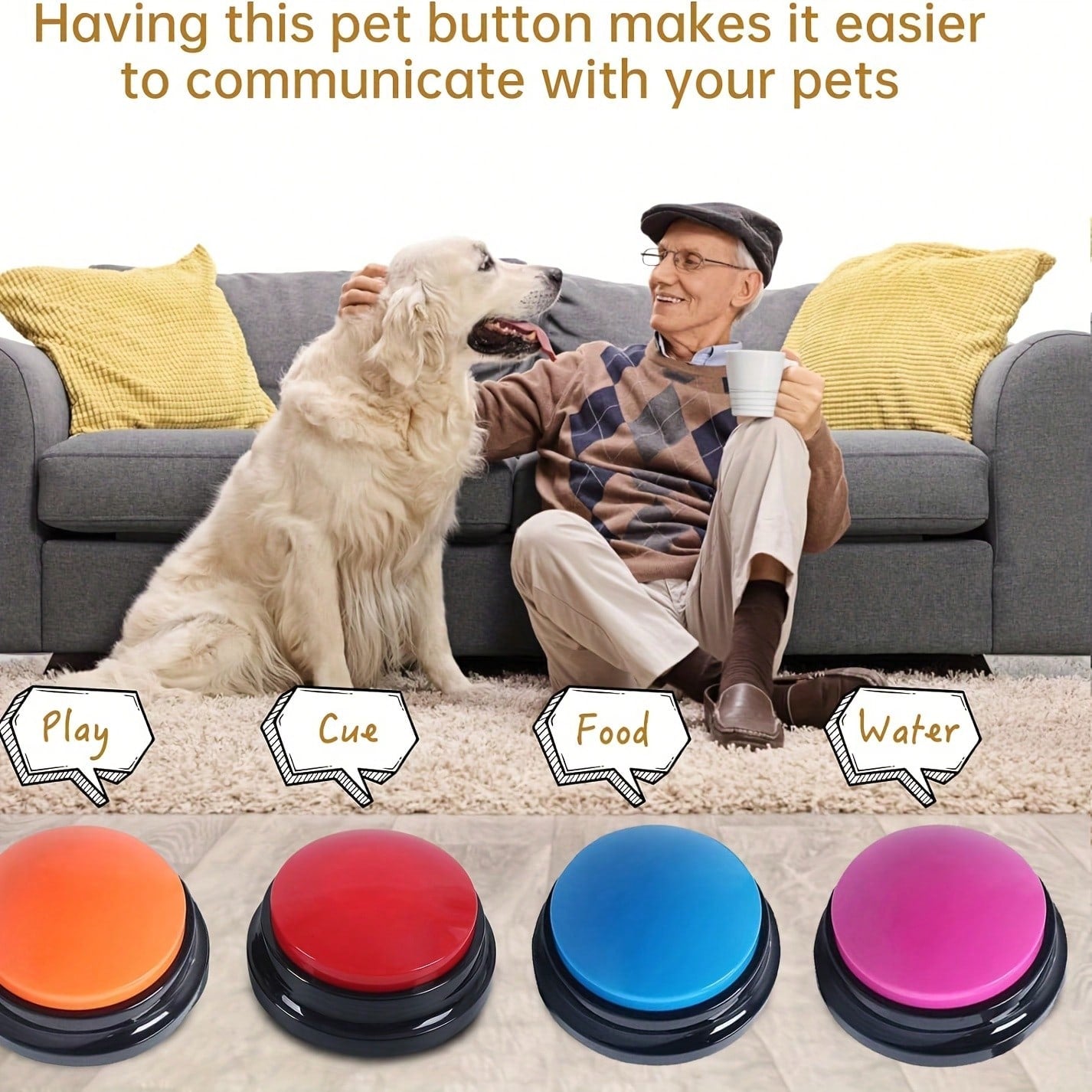 8pcs/Set Dog Voice Recording Buttons, 8 Colors, 30s Recording Time, Pet Training Sound Maker Buzzer