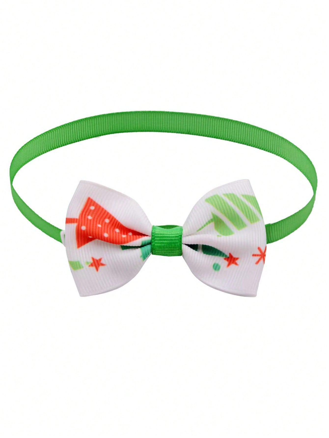 Multicolor Christmas polyester bow tie necklace for cats and dogs, designed as a festive pet collar decoration for holiday parties and dress-up.