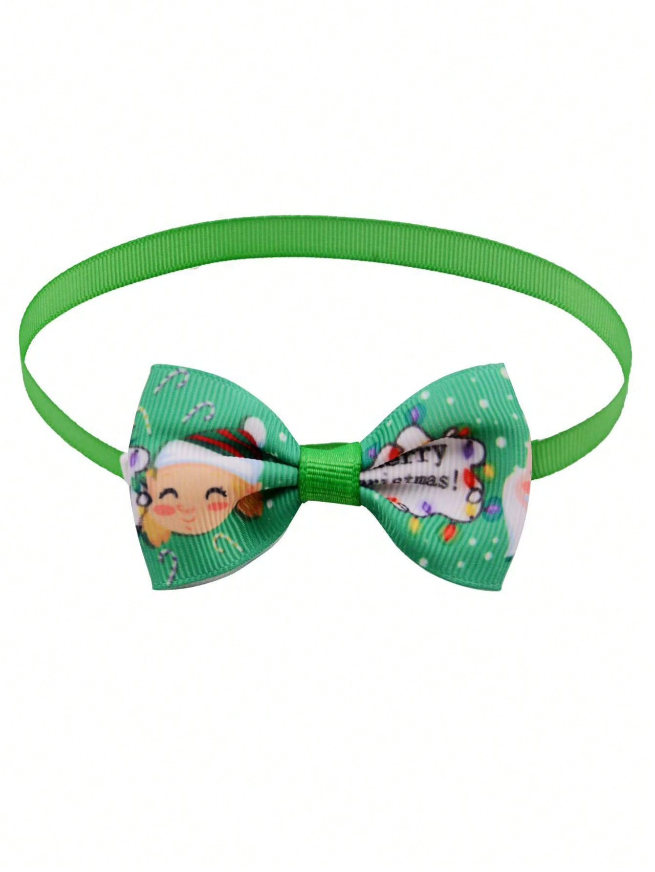 Multicolor Christmas polyester bow tie necklace for cats and dogs, designed as a festive pet collar decoration for holiday parties and dress-up.