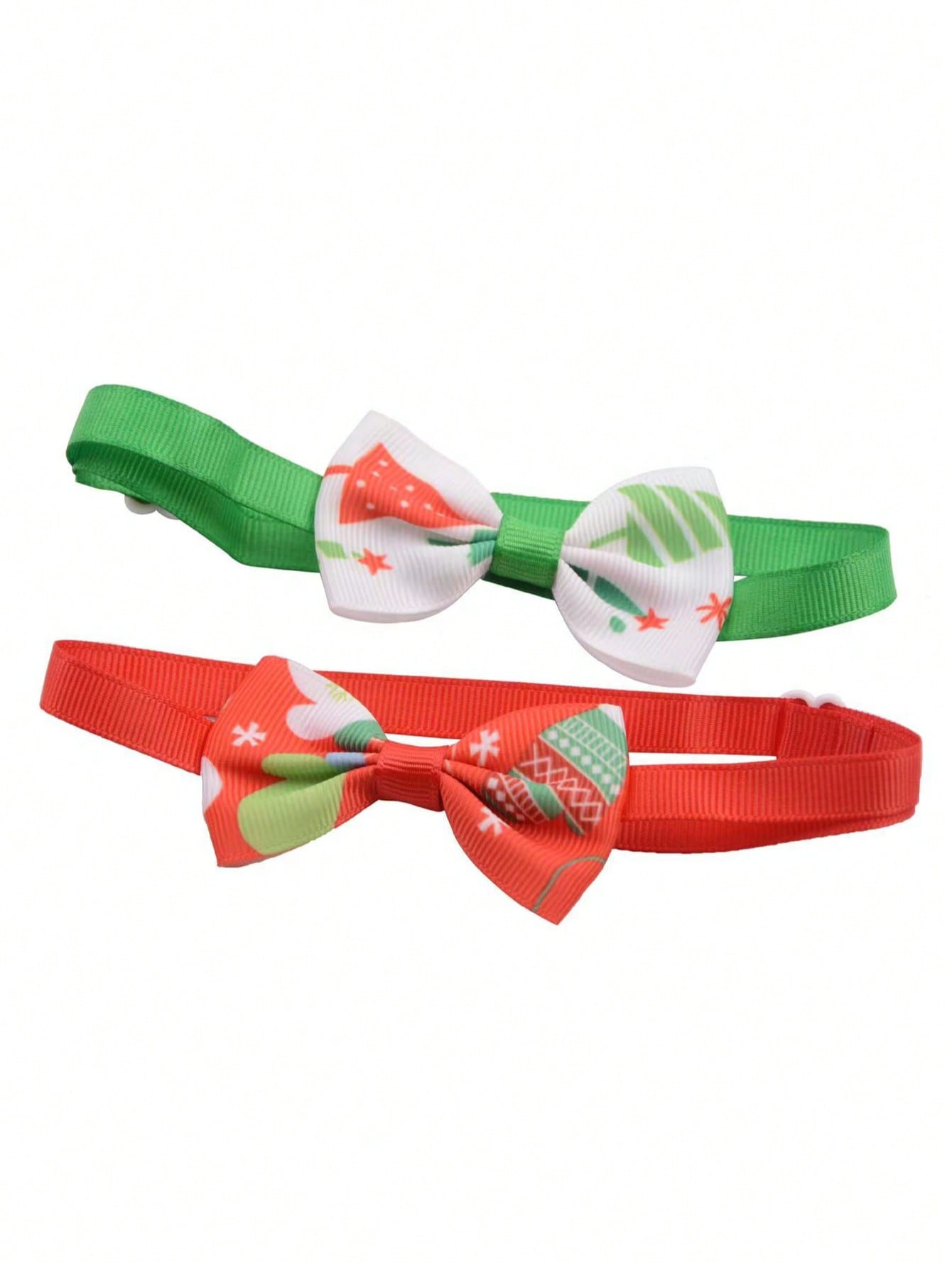 Multicolor Christmas polyester bow tie necklace for cats and dogs, designed as a festive pet collar decoration for holiday parties and dress-up.