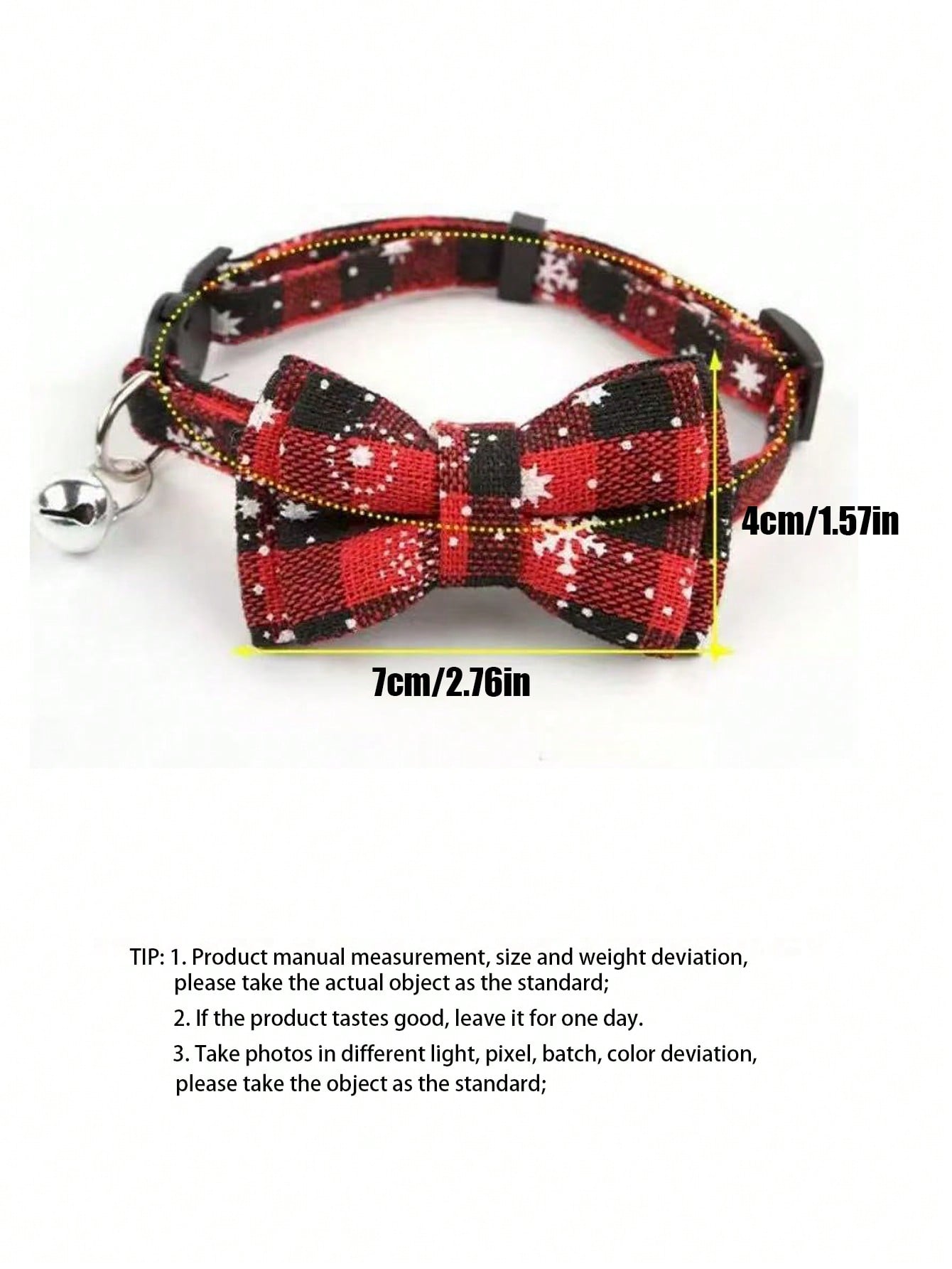 Christmas snowflake polyester pet collar with bow tie and bells, adjustable for cats and dogs