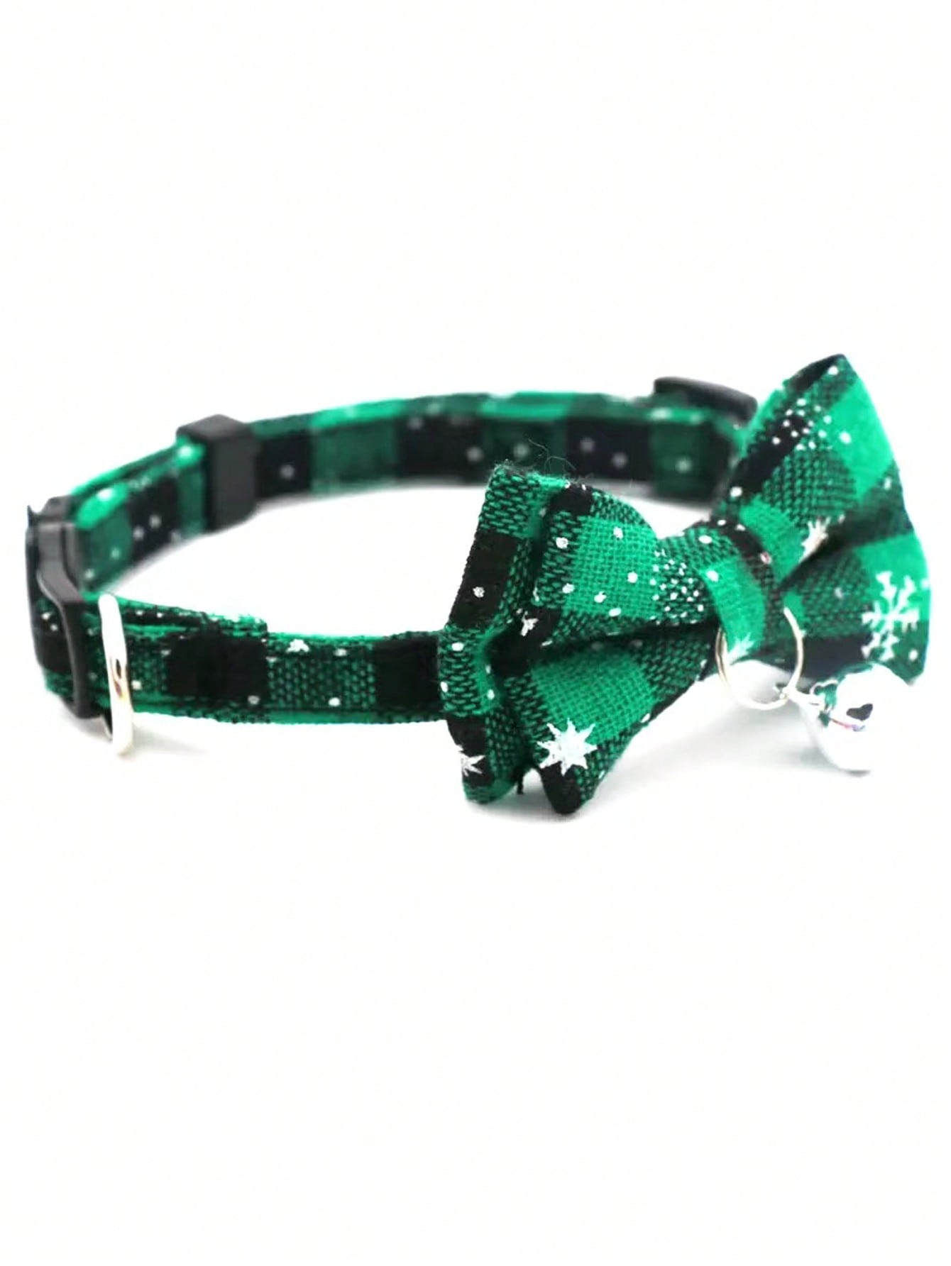 Christmas snowflake polyester pet collar with bow tie and bells, adjustable for cats and dogs