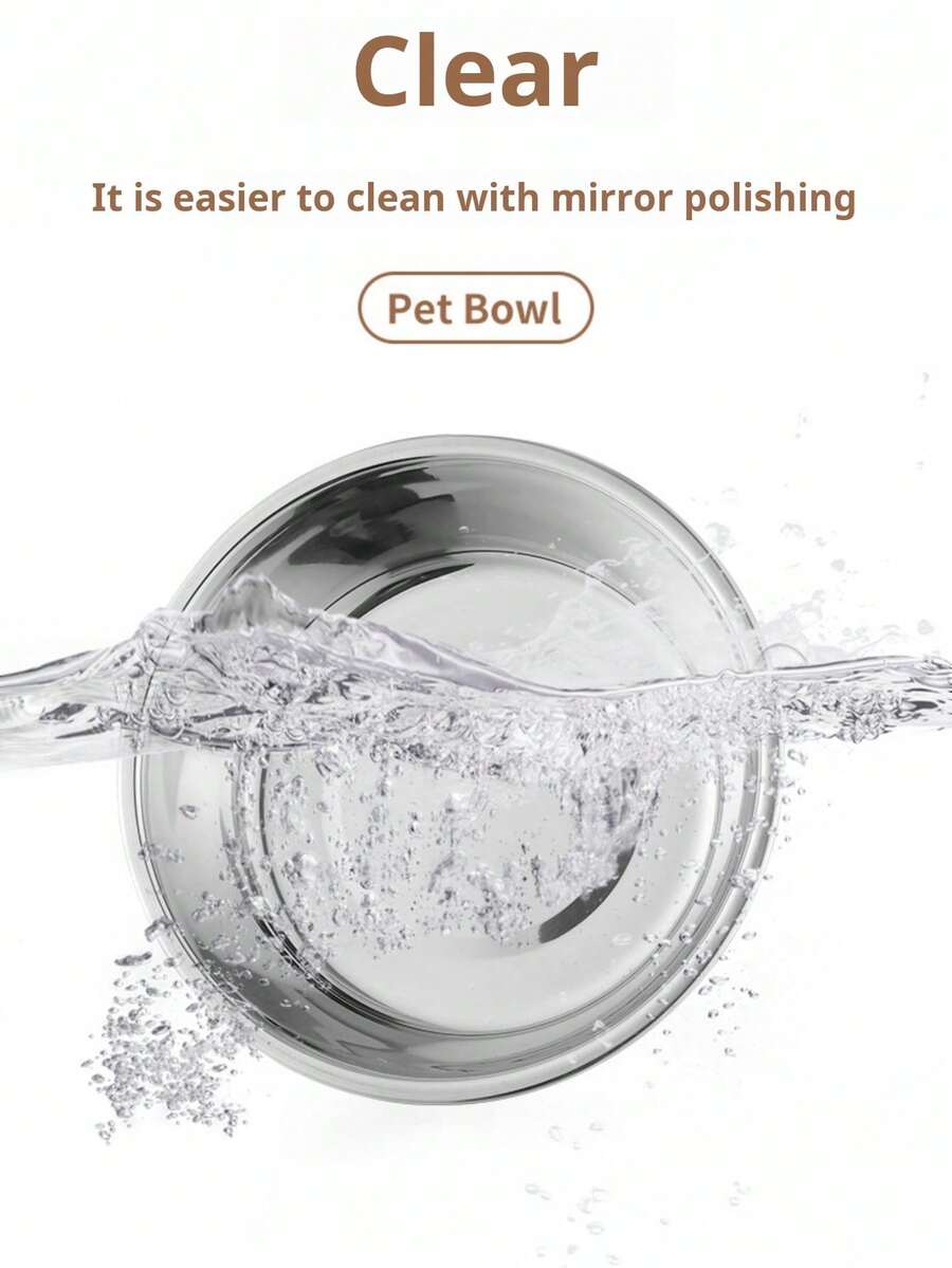 Silver stainless steel pet bowl for dogs and cats with an easy to clean and anti-bite durable design.