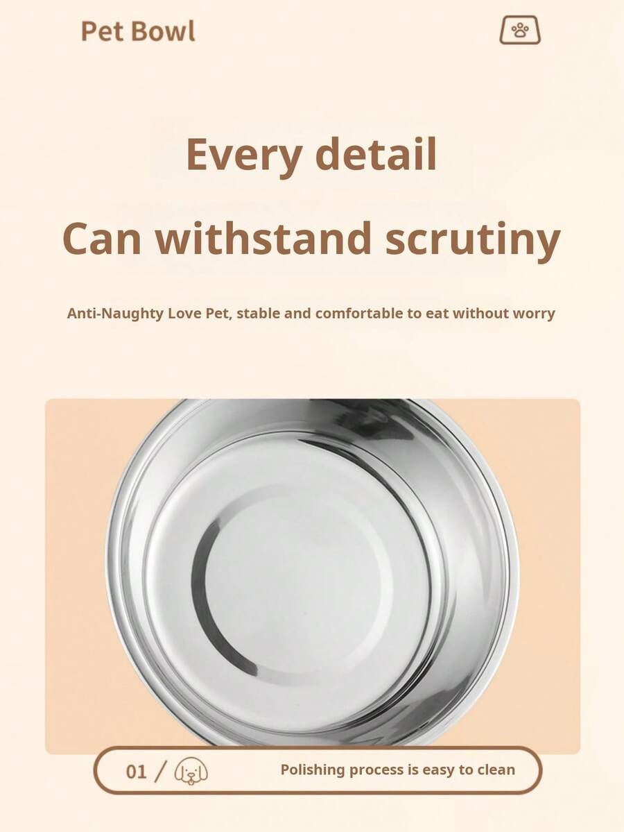Silver stainless steel pet bowl for dogs and cats with an easy to clean and anti-bite durable design.