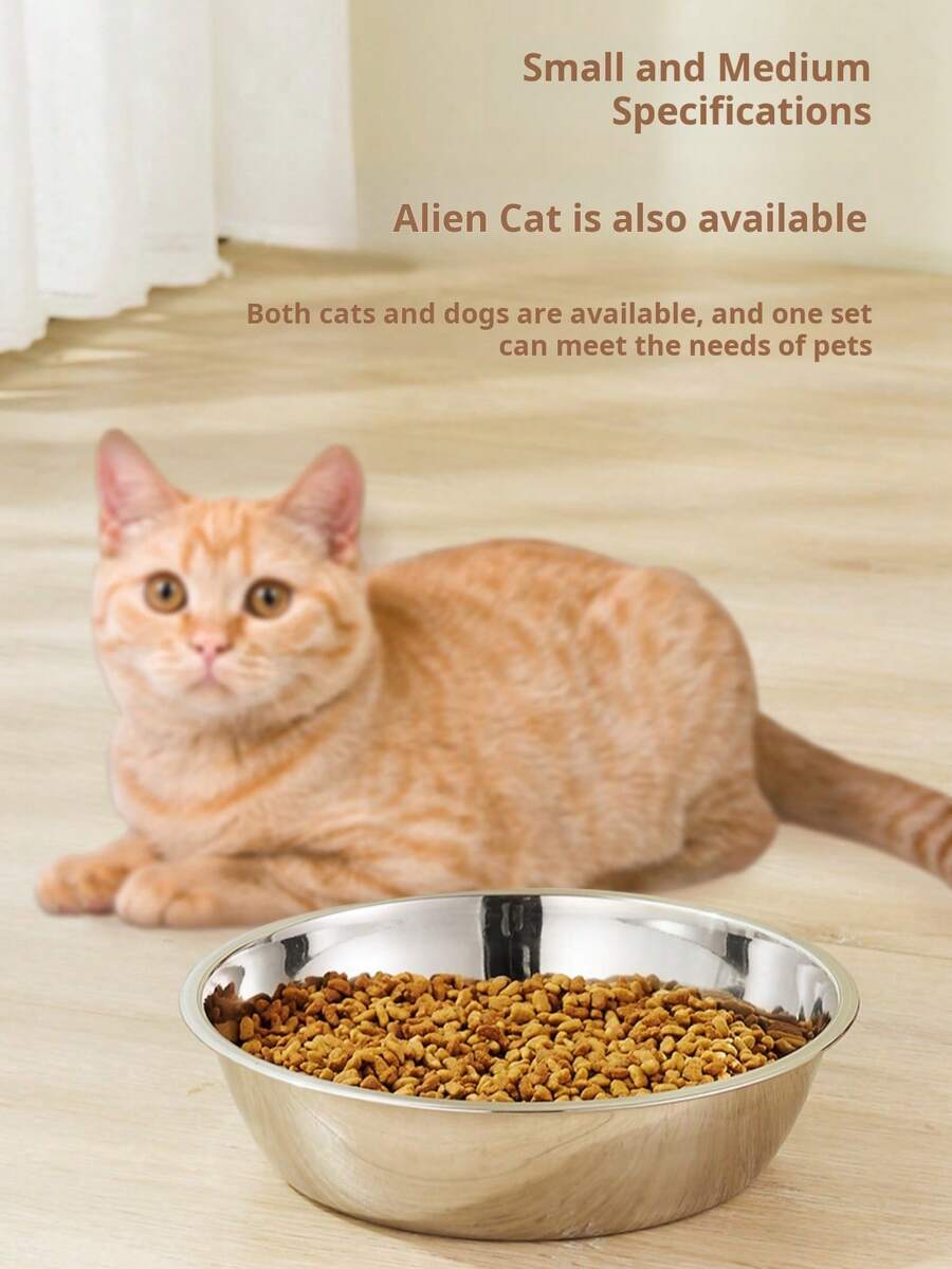Silver stainless steel pet bowl for dogs and cats with an easy to clean and anti-bite durable design.