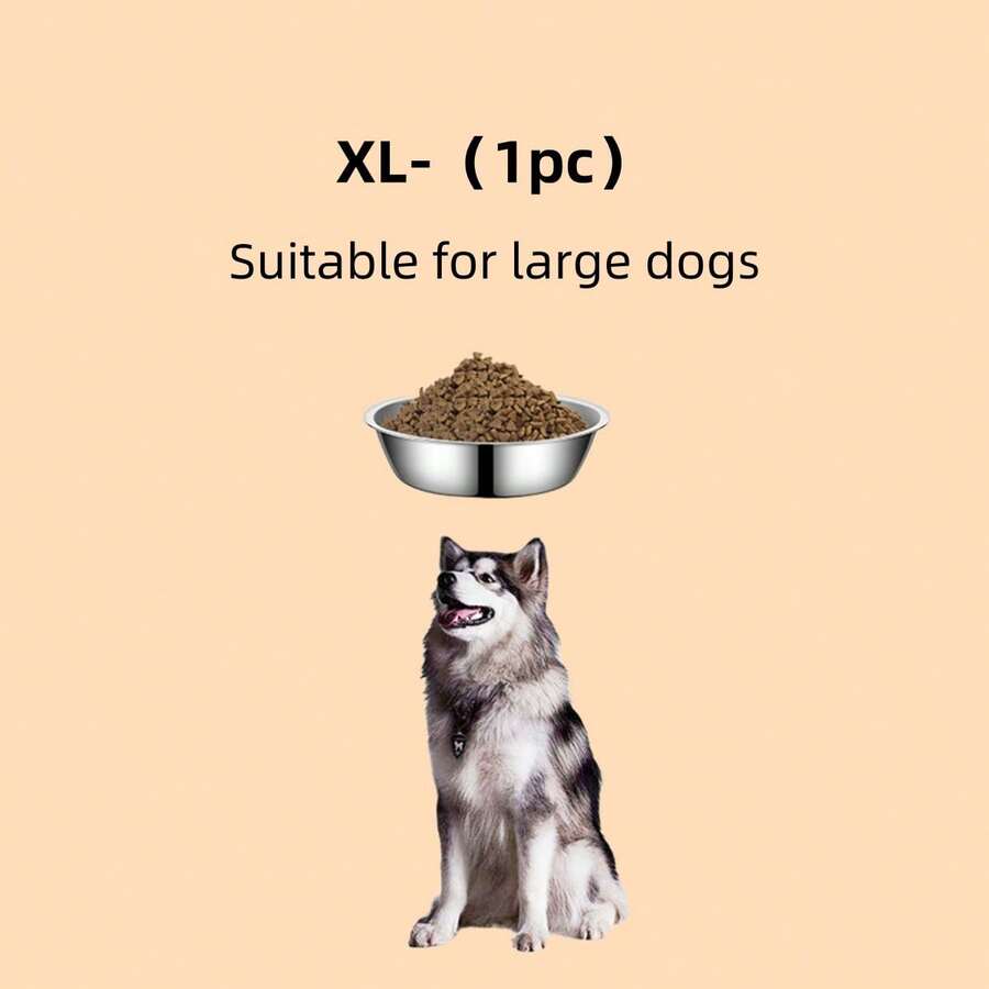 Silver stainless steel pet bowl for dogs and cats with an easy to clean and anti-bite durable design.