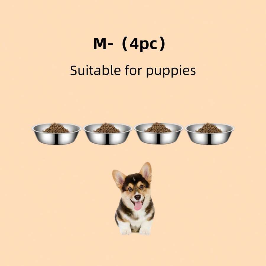 Silver stainless steel pet bowl for dogs and cats with an easy to clean and anti-bite durable design.