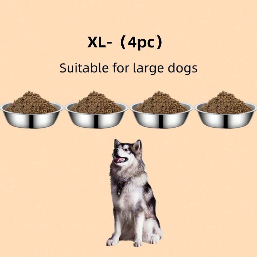 Silver stainless steel pet bowl for dogs and cats with an easy to clean and anti-bite durable design.