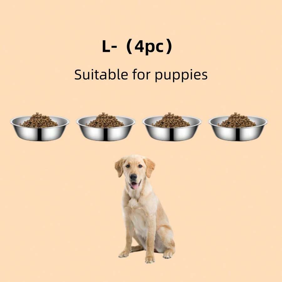 Silver stainless steel pet bowl for dogs and cats with an easy to clean and anti-bite durable design.