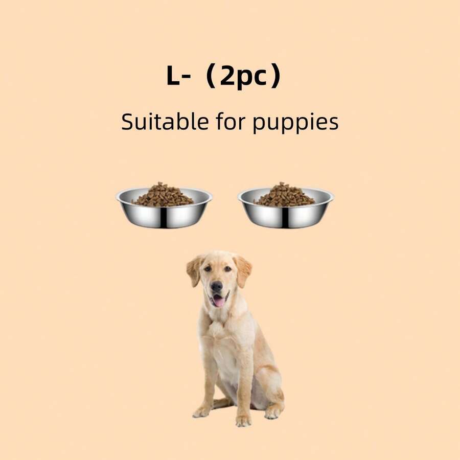 Silver stainless steel pet bowl for dogs and cats with an easy to clean and anti-bite durable design.
