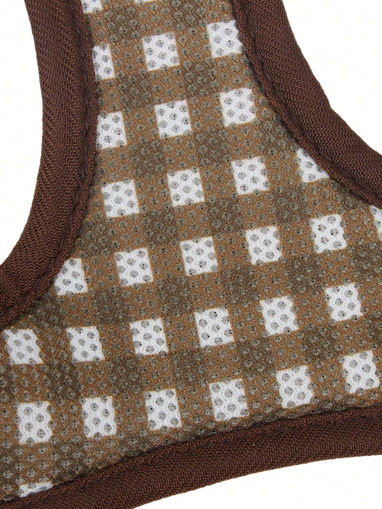 Coffee brown plaid pet harness and leash set made from breathable polyester with reflective strips, suitable for cats and dogs during outdoor walking and night use.