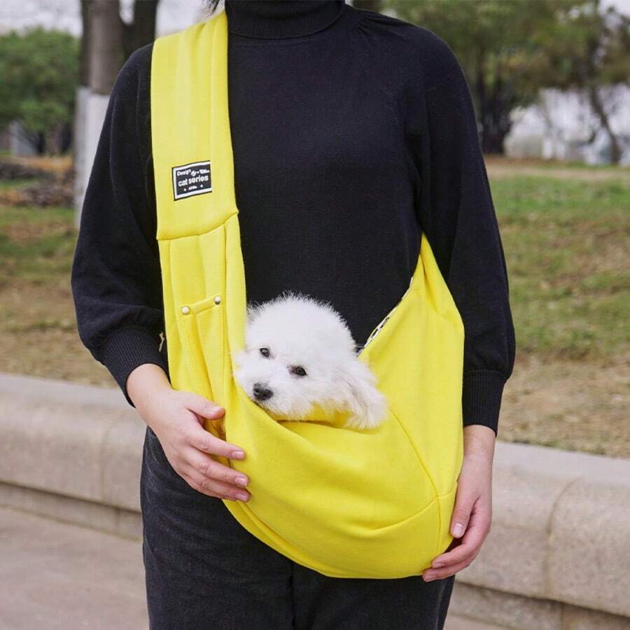 Multicolor breathable polyester pet sling bag carrier with shoulder strap and phone pocket for cats and small dogs