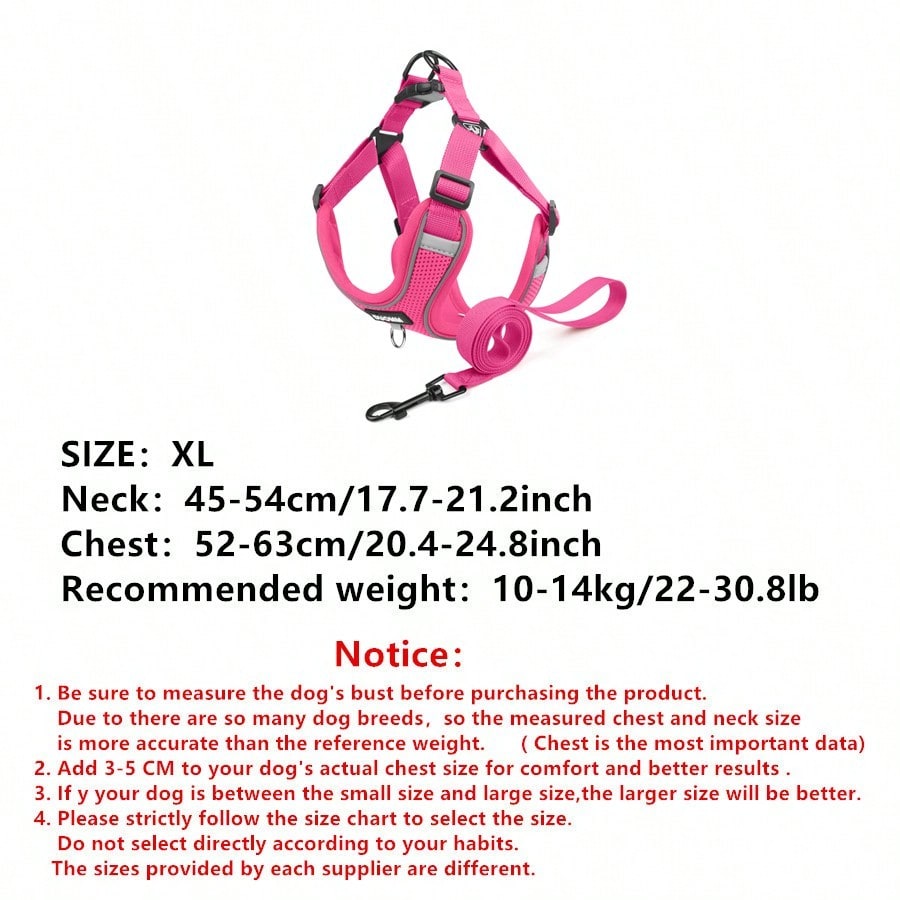Black reflective dog leash set with adjustable polyester harness and collar, soft breathable mesh design for small and medium dogs during outdoor walks