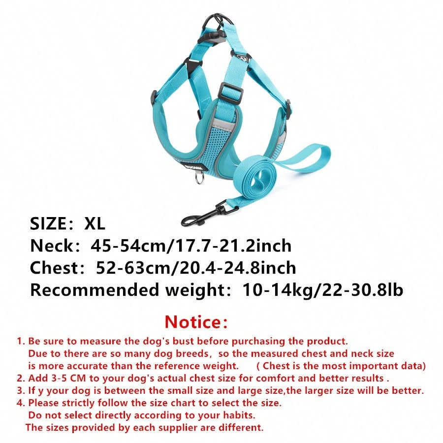 Black reflective dog leash set with adjustable polyester harness and collar, soft breathable mesh design for small and medium dogs during outdoor walks