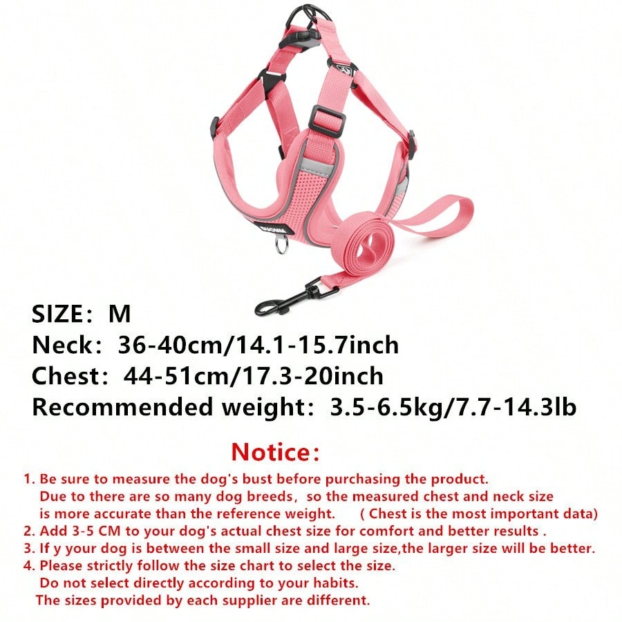 Black reflective dog leash set with adjustable polyester harness and collar, soft breathable mesh design for small and medium dogs during outdoor walks