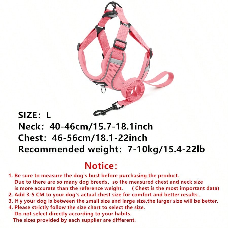 Black reflective dog leash set with adjustable polyester harness and collar, soft breathable mesh design for small and medium dogs during outdoor walks
