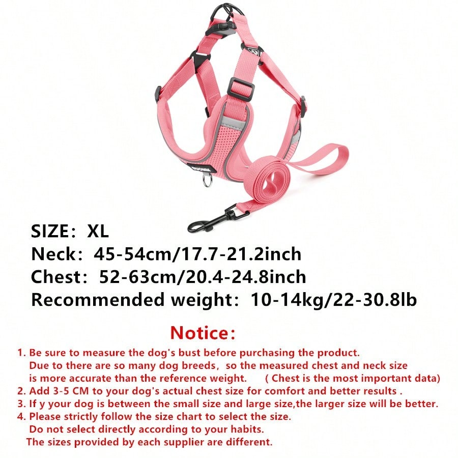 Black reflective dog leash set with adjustable polyester harness and collar, soft breathable mesh design for small and medium dogs during outdoor walks