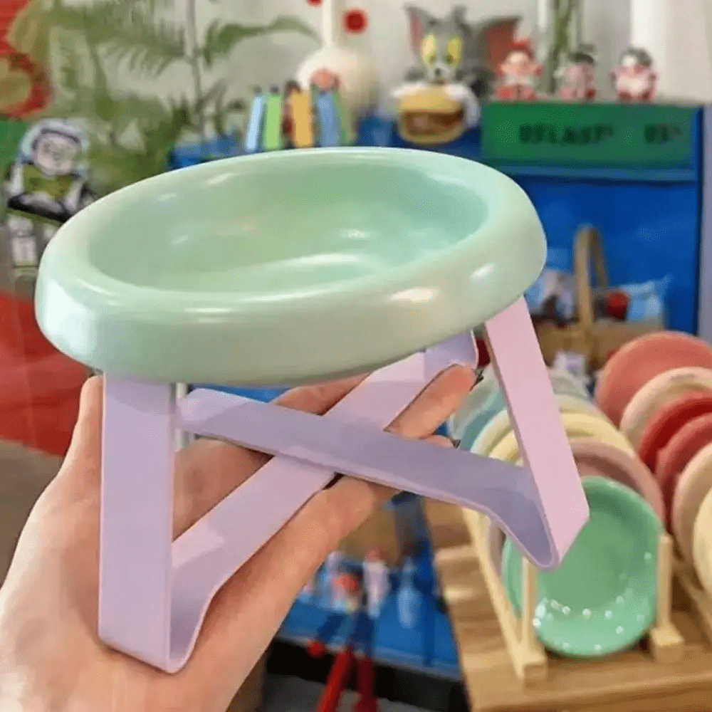 1pc Flying Saucer Elevated Cat Bowl -2-In-1 Food And Water Tray, UFO Stand For Neck Protection, Anti Spill, Non Slip, Suitable For Kittens, Dogs, And Small Pets To Eat And Drink