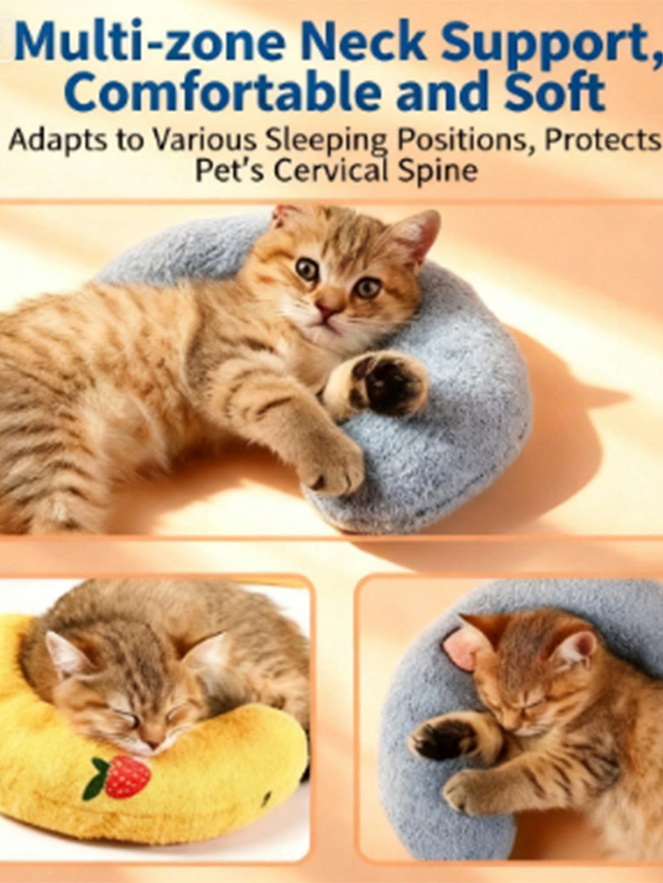 Pet Sleep Pillow, Fashionable Neck Protection Pillow For Cats, Deep Sleep, Puppy U-Shaped Pillow, Cat Supplies, Kitten Head Pillow, Dog Sleep Pillow, Cat Hugging Sleep Pillow, Machine Washable
