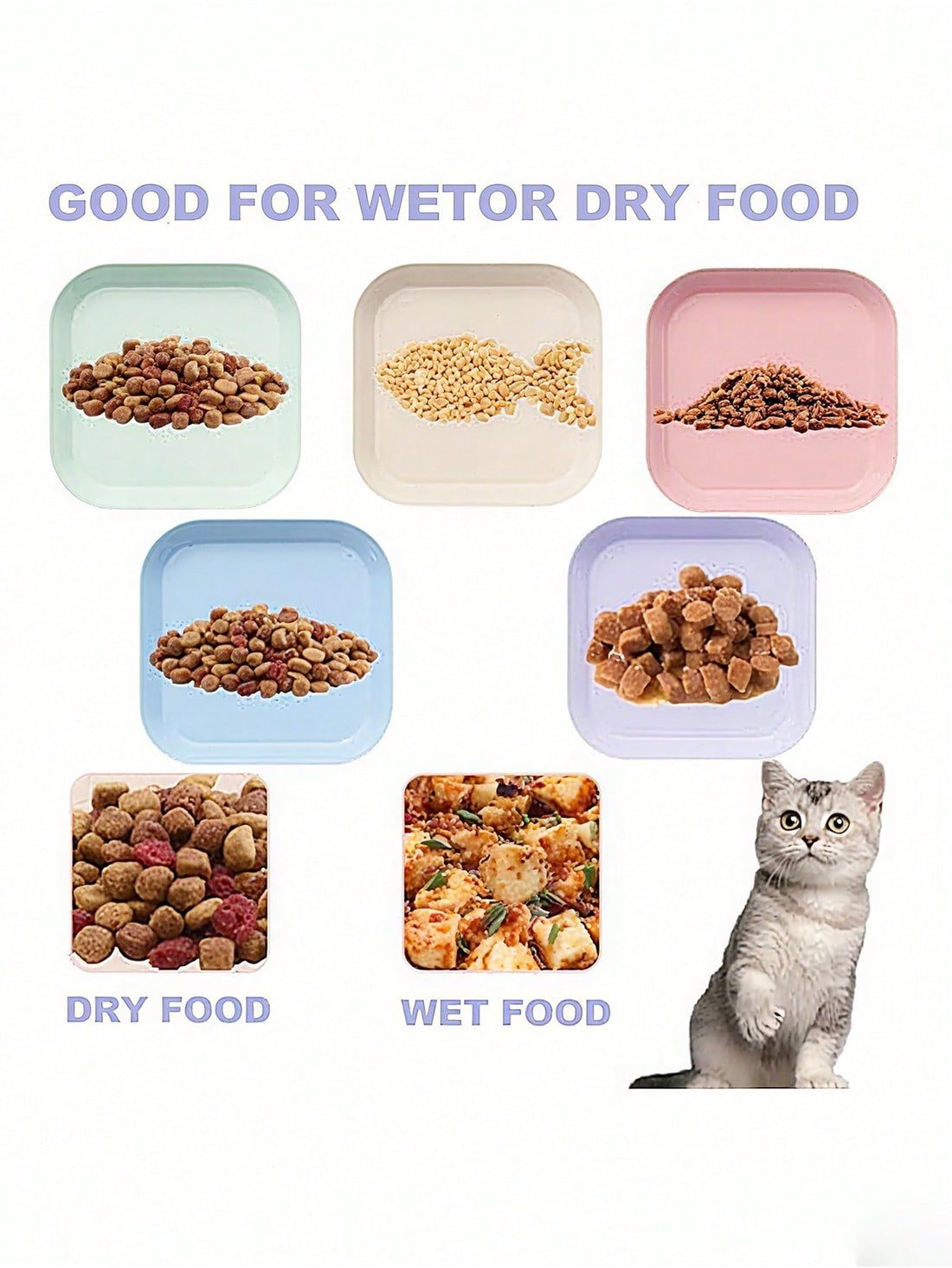 1-10 Cat Bowls, Dog And Cat Bowls, Cat Feeding Bowl With Stand, Cat Bowl For Dry And Wet Food, Cat Bowl Set For Multi-Cat Households, Colourful Colours, Suitable For Snacks And Breakfast, Plastic, Essential Kitchen Tool