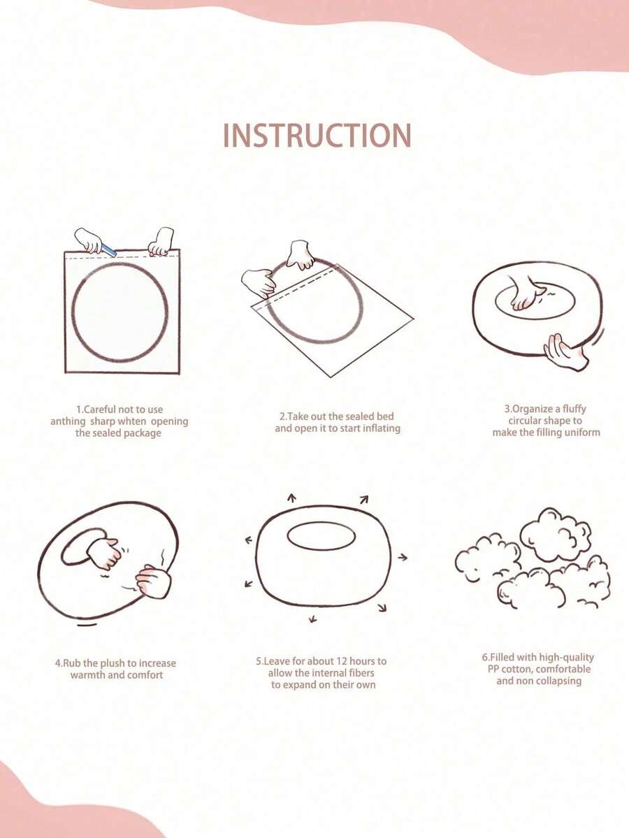 Khaki donut-shaped soft plush pet bed with non-slip bottom for cats and dogs