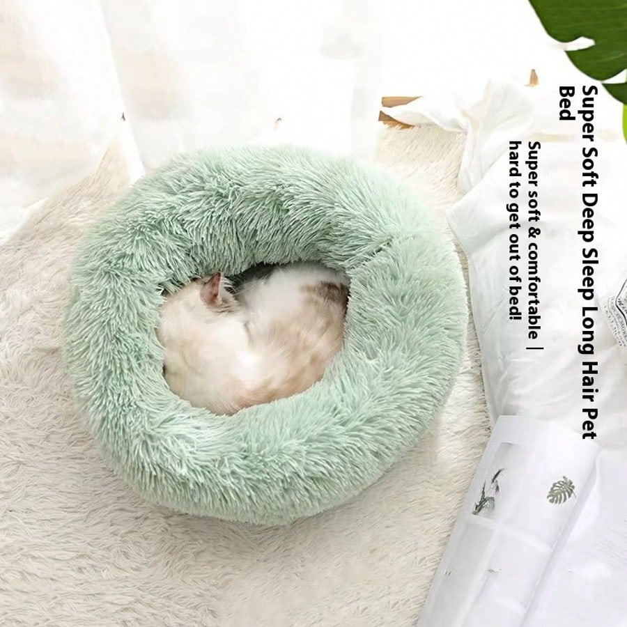 1pc Small Fluffy Round Pet Bed, Warm And Breathable, All-Season Solid Color Puppy Bed, Dog House, Small Cat Bed, Winter Warm Pet Bed, Suitable For Small Puppies And Cats, Rodents And Other Small Animals, Not Suitable For Medium And Large Animals.