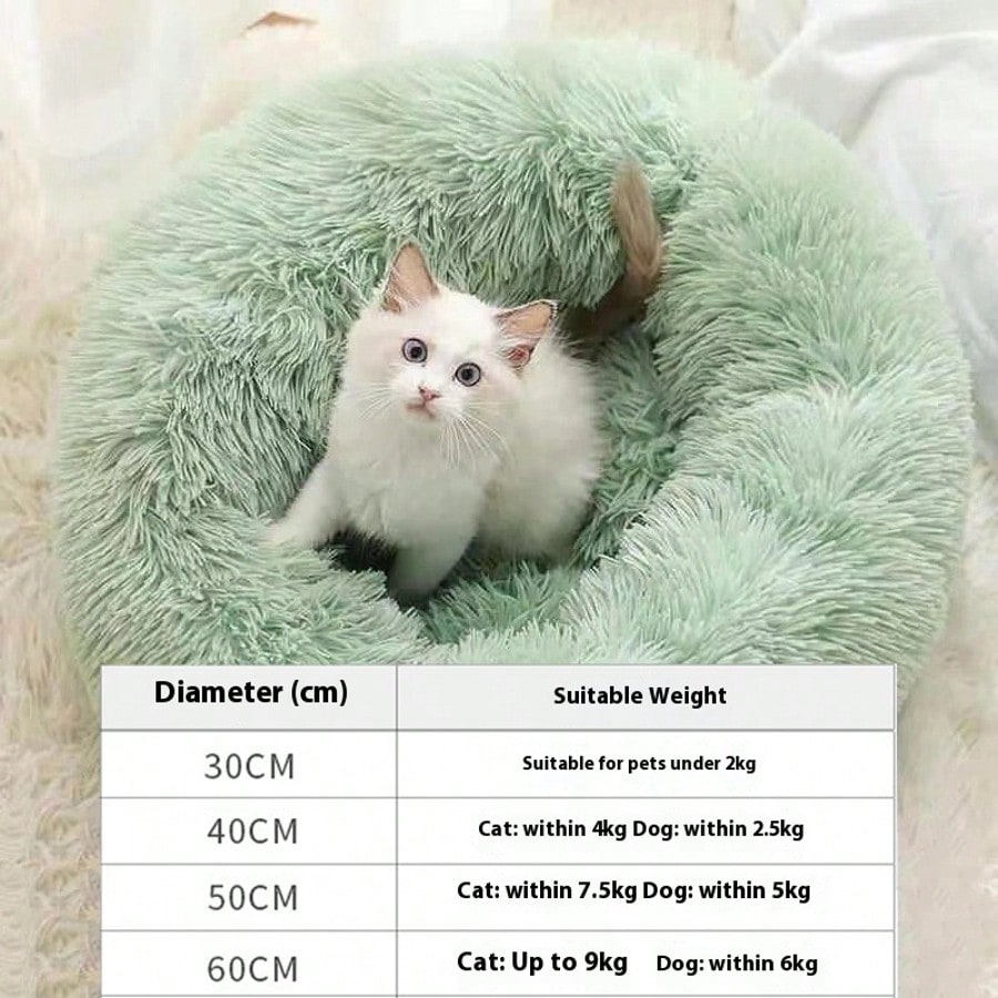 1pc Small Fluffy Round Pet Bed, Warm And Breathable, All-Season Solid Color Puppy Bed, Dog House, Small Cat Bed, Winter Warm Pet Bed, Suitable For Small Puppies And Cats, Rodents And Other Small Animals, Not Suitable For Medium And Large Animals.