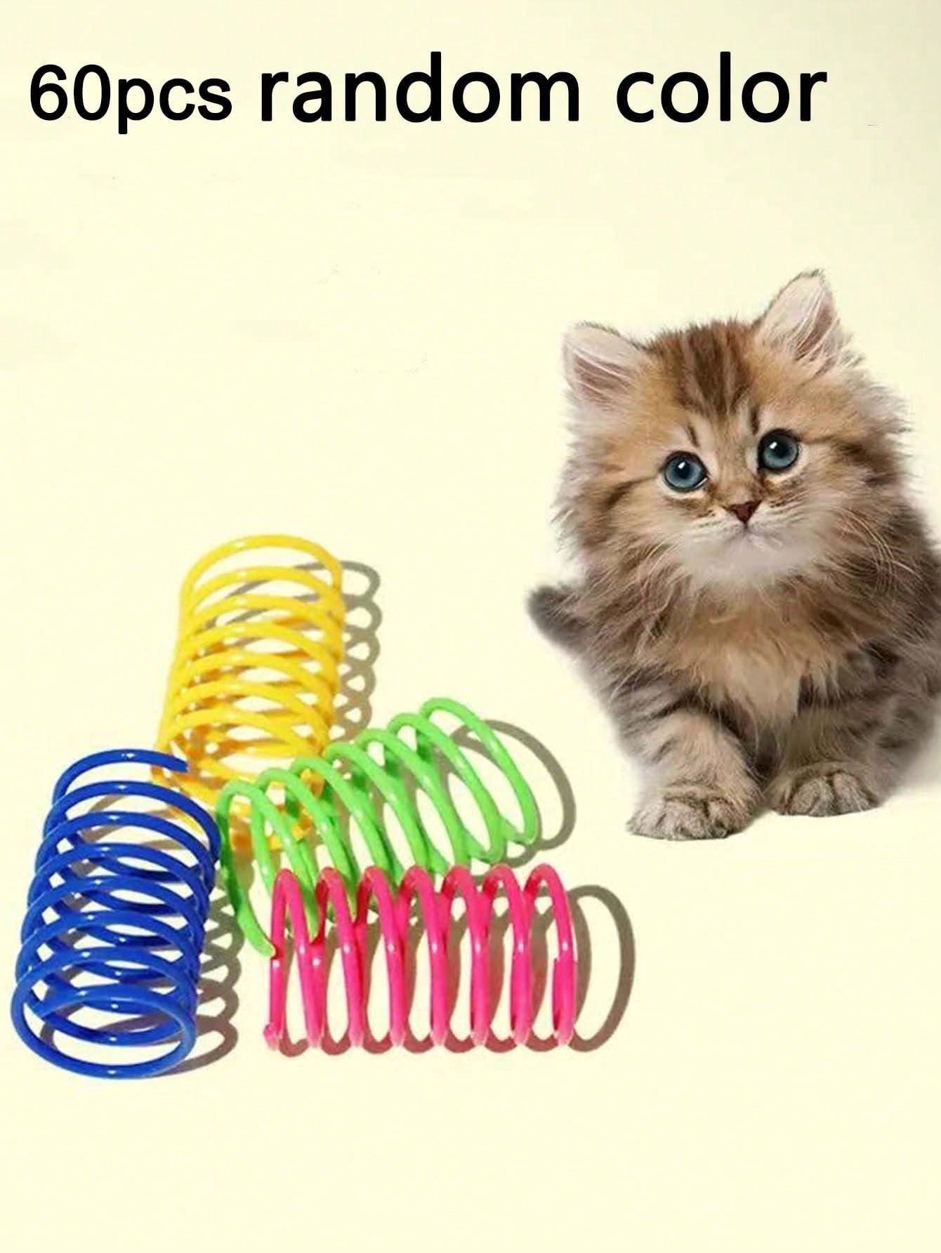 Pet Cat Self-Playing Toy, Plastic Colorful Spring Bouncing Interactive Teaser For Cats, Cat Supplies Cat Spiral Spring/Paper Crinkle Toys, 2/4/8/10/12/14/20/30/40/50/60 Pcs, Creative Toys To Kill Time And Keep Healthy Heavy-Duty Plastic Colorful Toys For