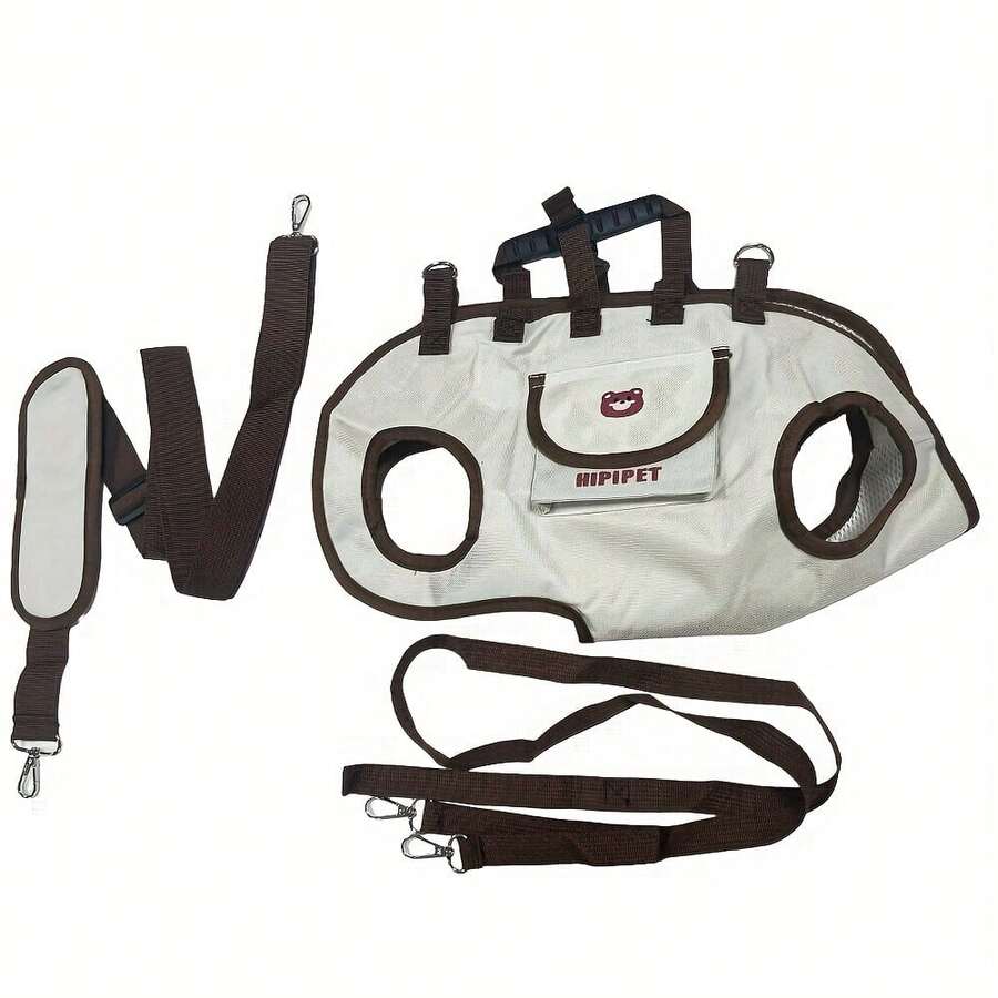 White breathable dog backpack carrier with adjustable shoulder straps for carrying small dogs and cats.