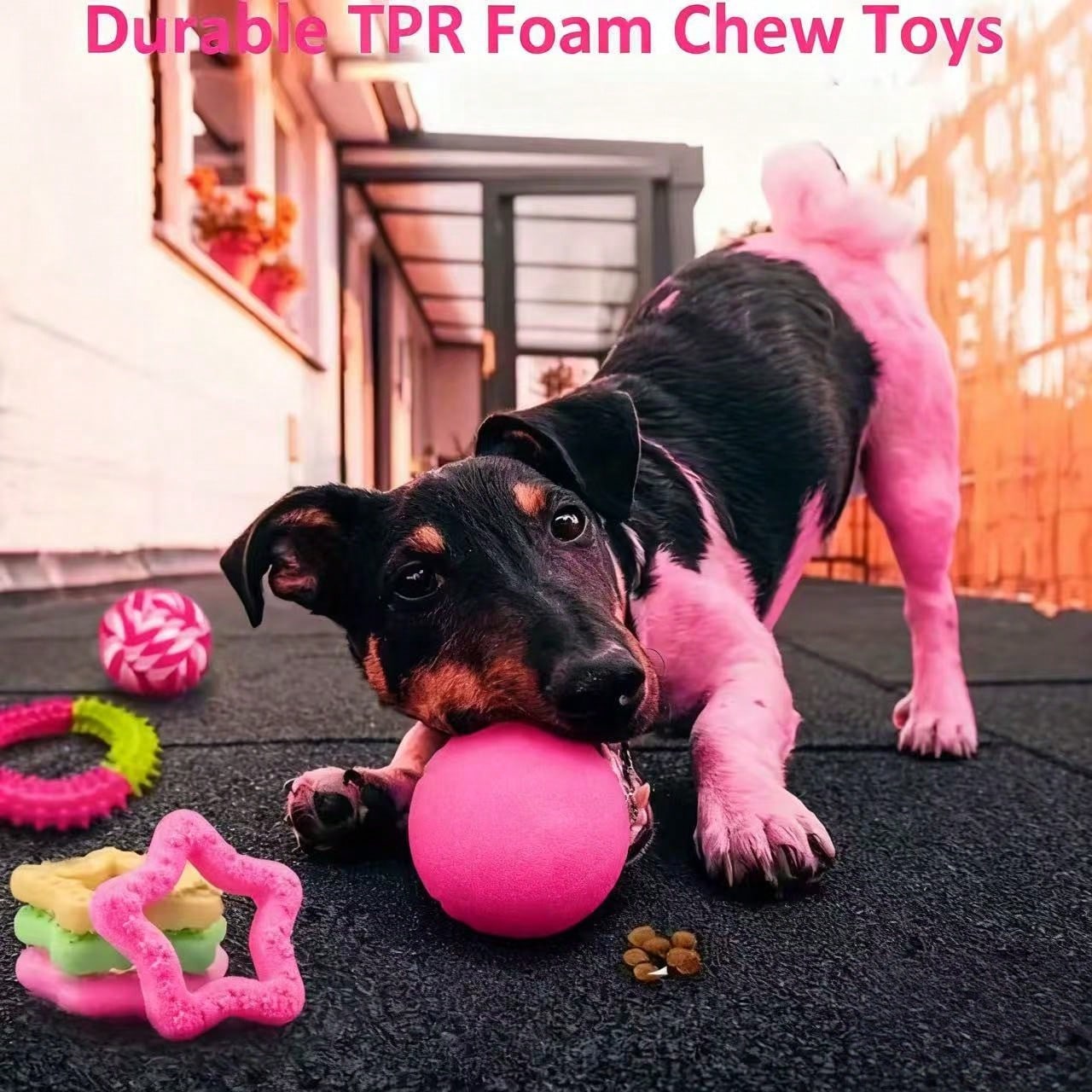 4/8pcs Pet Toy Set, Cute Pink Dog Toy Set, Suitable For Small Dogs, Squeaky Chew Toys, Interactive Training Toys, Beneficial For Dog Health
