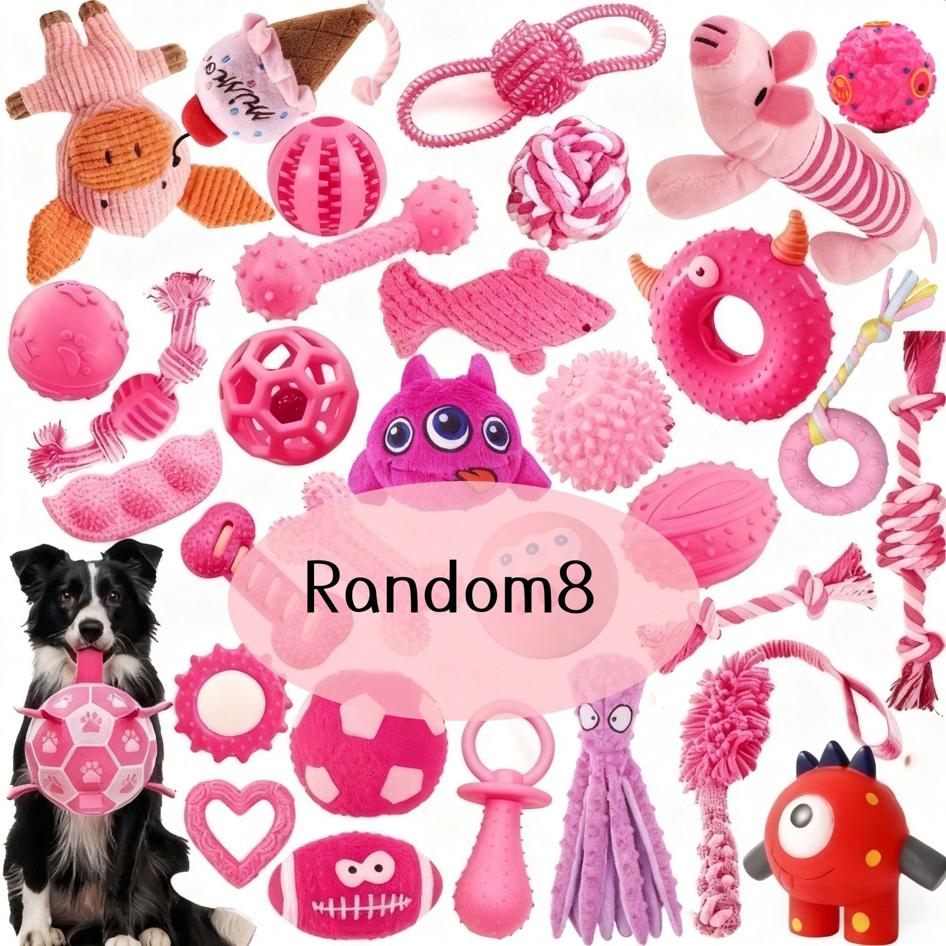 4/8pcs Pet Toy Set, Cute Pink Dog Toy Set, Suitable For Small Dogs, Squeaky Chew Toys, Interactive Training Toys, Beneficial For Dog Health
