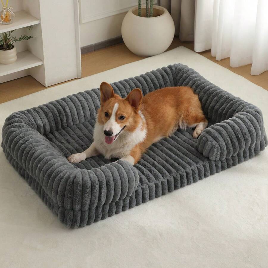 Multicolor plaid foam pet bed mat with anti-slip bottom for dogs and cats