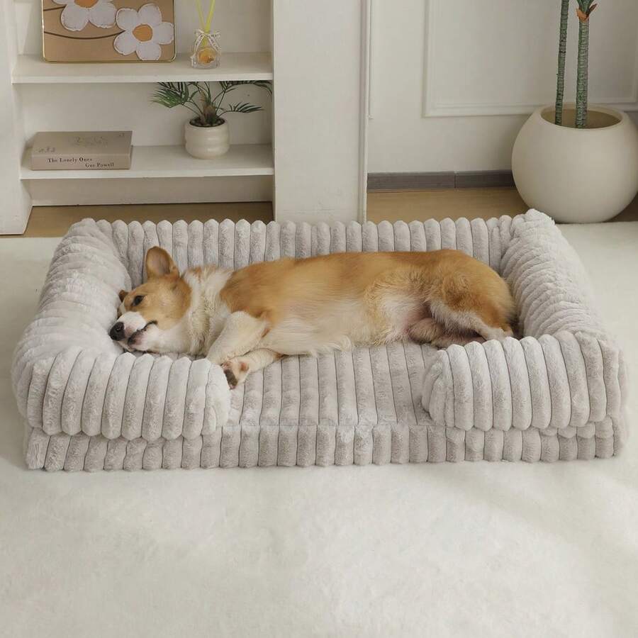 Multicolor plaid foam pet bed mat with anti-slip bottom for dogs and cats
