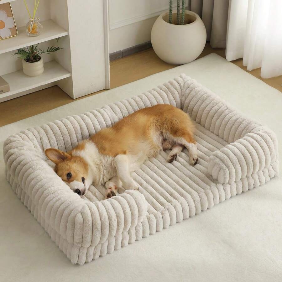 Multicolor plaid foam pet bed mat with anti-slip bottom for dogs and cats