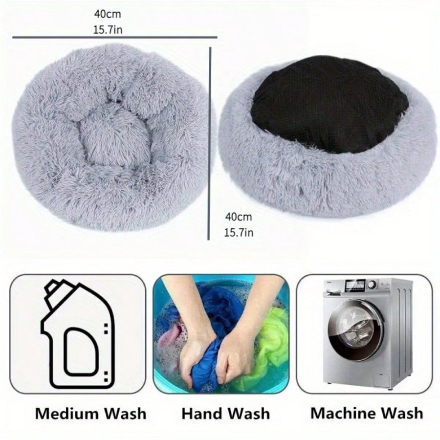 1pc Small Fluffy Round Pet Bed, Warm And Breathable, All-Season Solid Color Puppy Bed, Dog House, Small Cat Bed, Winter Warm Pet Bed, Suitable For Small Puppies And Cats, Rodents And Other Small Animals, Not Suitable For Medium And Large Animals.