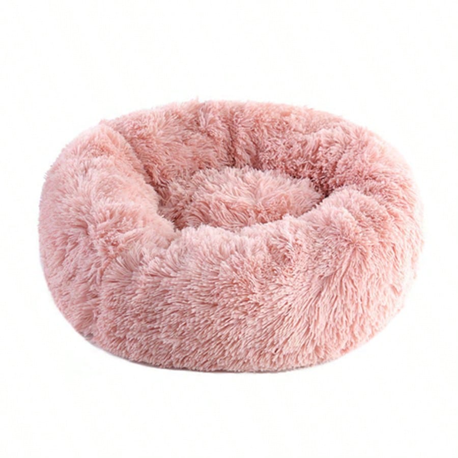 1pc Small Fluffy Round Pet Bed, Warm And Breathable, All-Season Solid Color Puppy Bed, Dog House, Small Cat Bed, Winter Warm Pet Bed, Suitable For Small Puppies And Cats, Rodents And Other Small Animals, Not Suitable For Medium And Large Animals.
