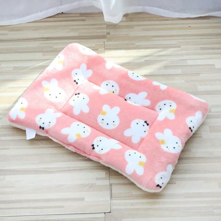 Multicolor soft strawberry print pet sleeping mat for cats and dogs made from 100% polyester with plush filling.
