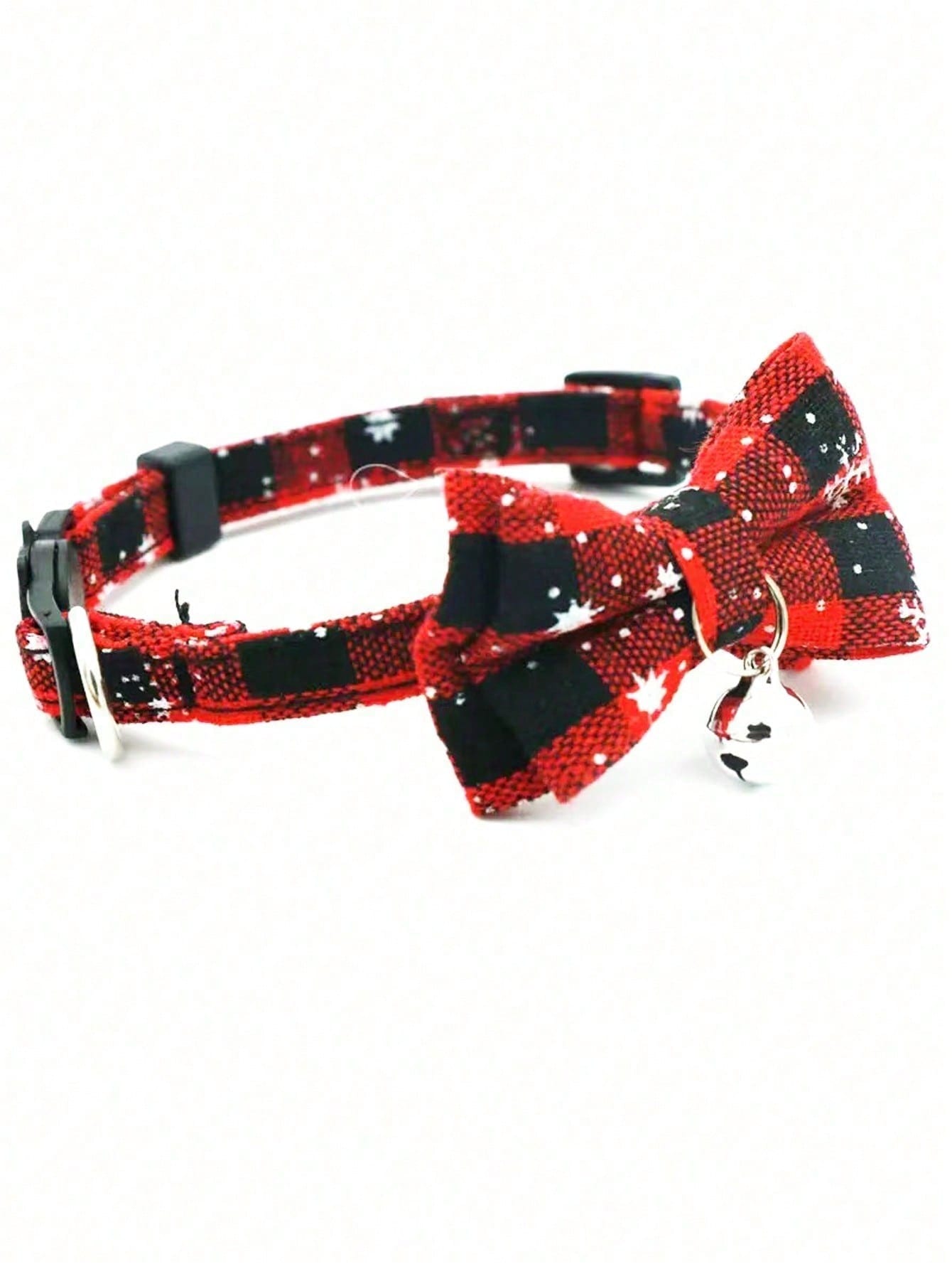 Christmas snowflake polyester pet collar with bow tie and bells, adjustable for cats and dogs