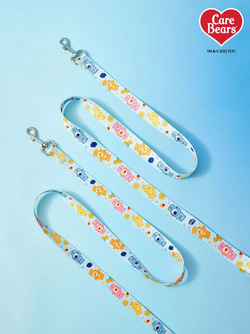 Baby blue polyamide dog leash with heart-shaped bear print for everyday pet walks