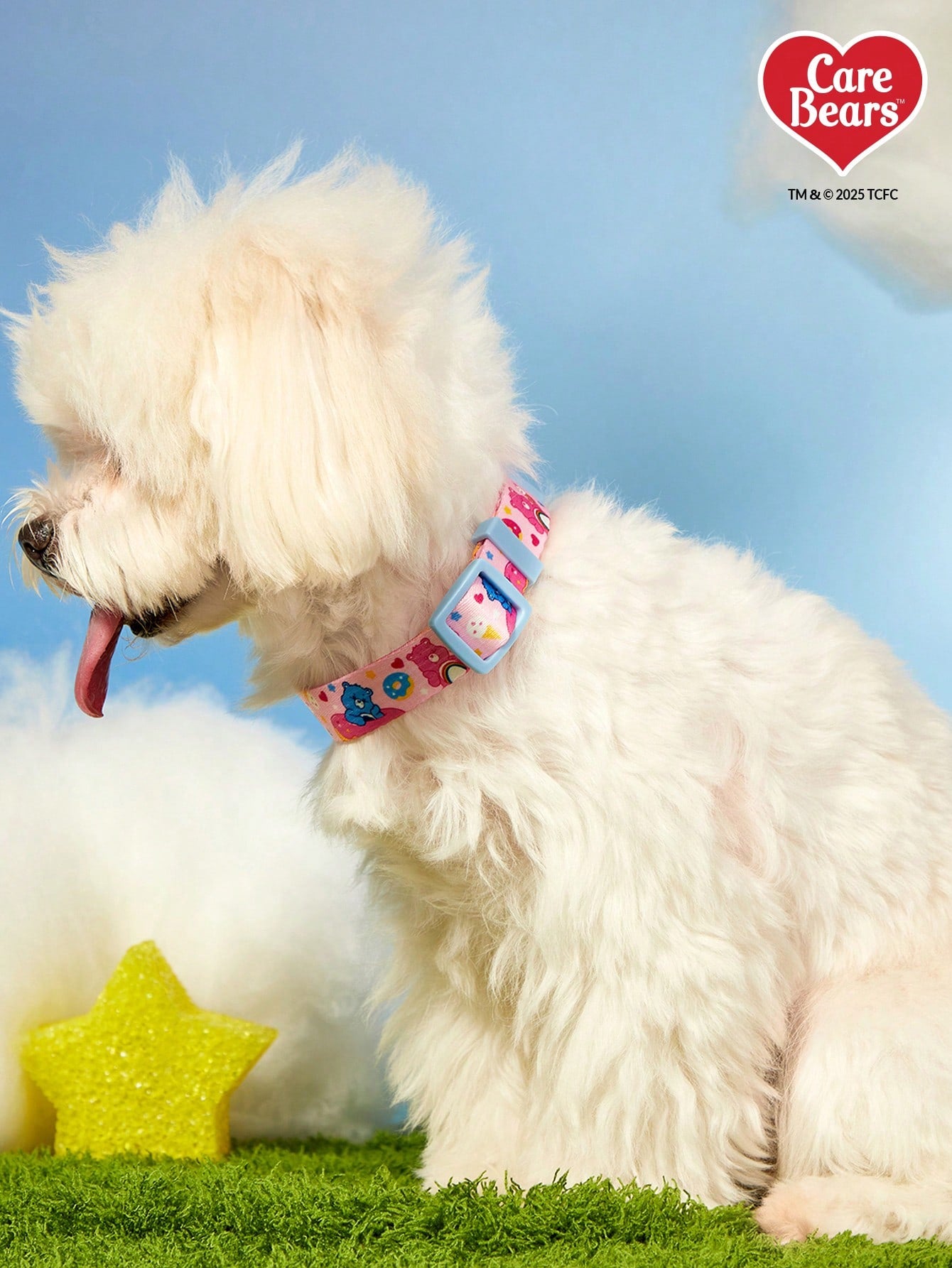 Green polyester X PENSIN pet collar with cartoon pattern and matching pendant for cats and dogs