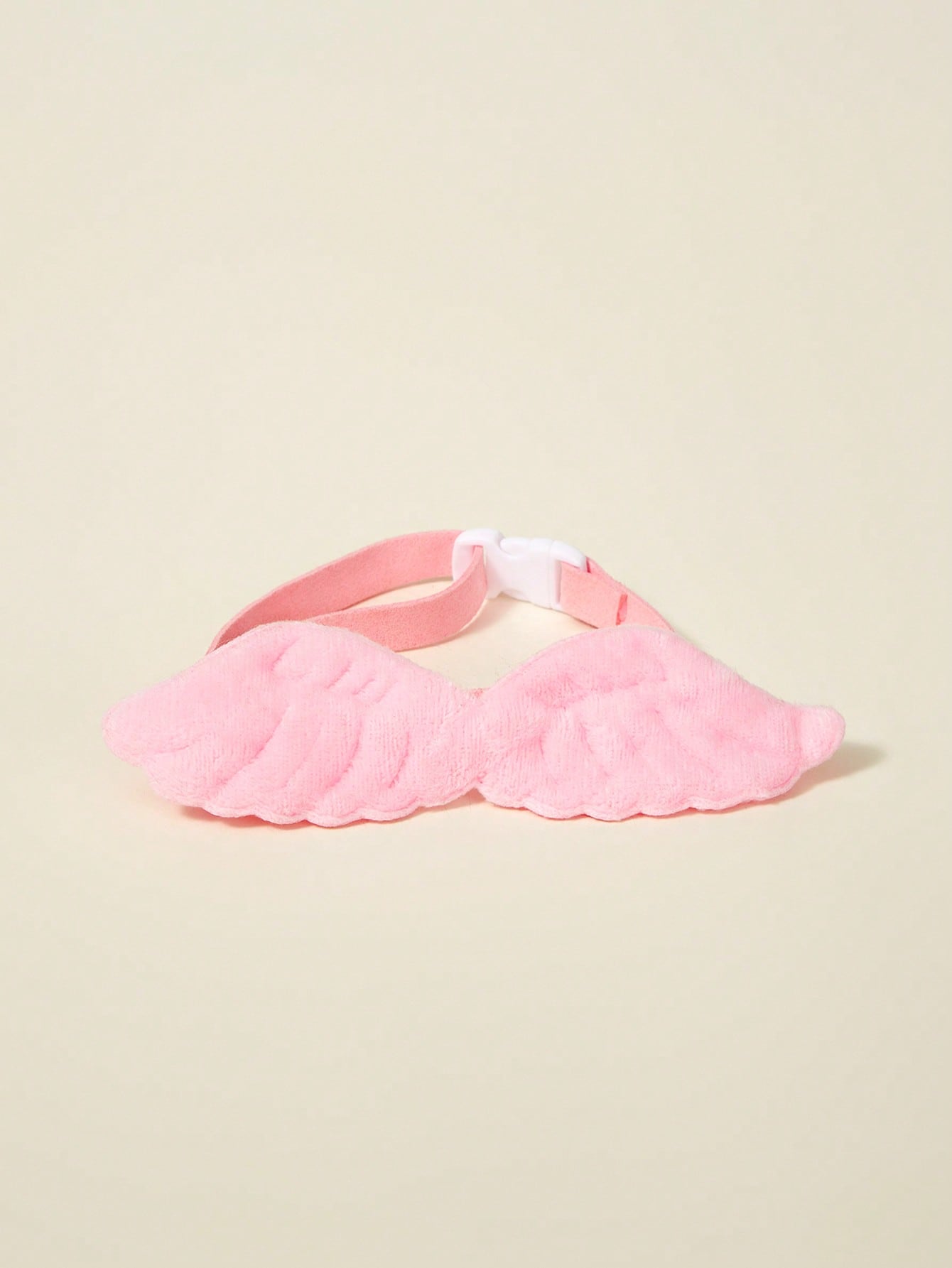 Pink pet angel wing collar accessory with white bow tie costume detail for cats and dogs, suitable for Halloween and Christmas pet apparel