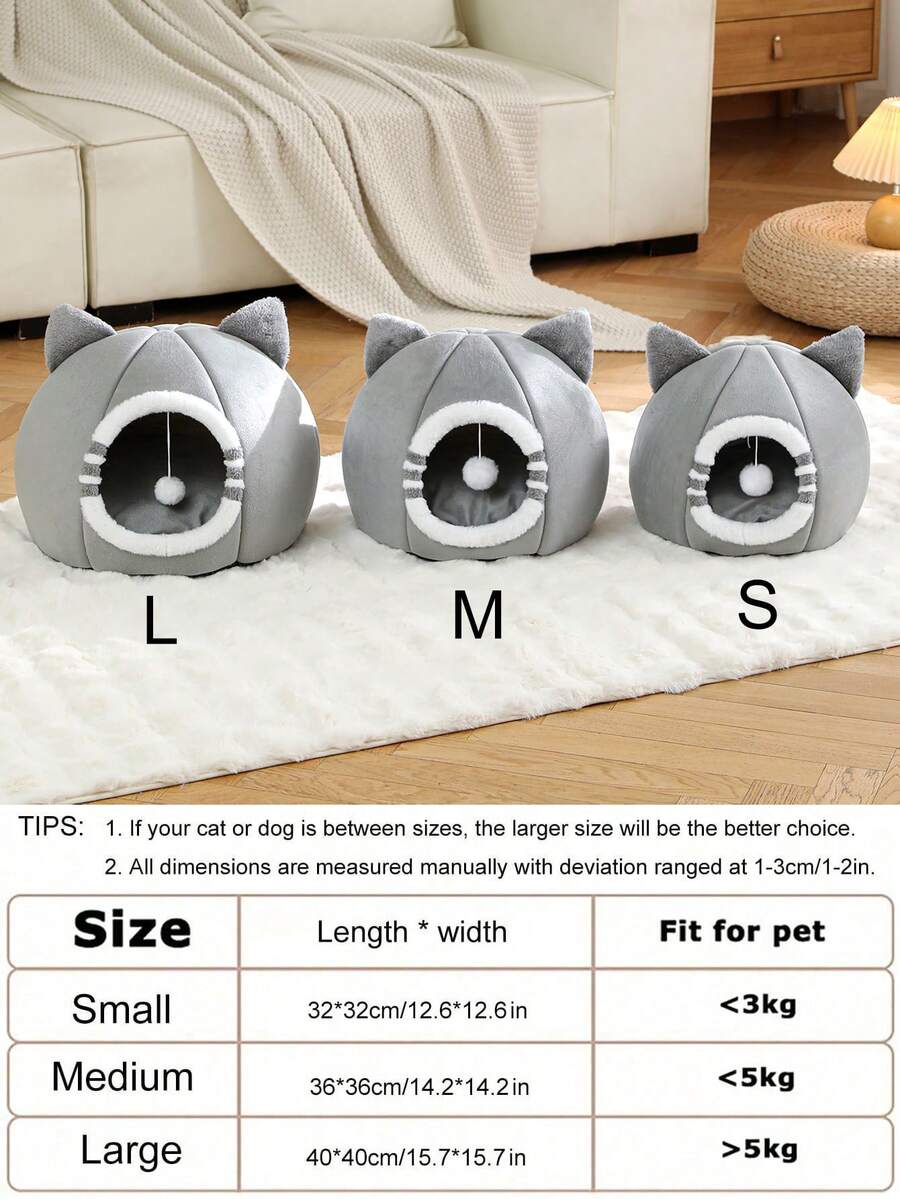 Grey washable cat bed made of soft polyester fabric with an anti-slip bottom for indoor cats and kittens.