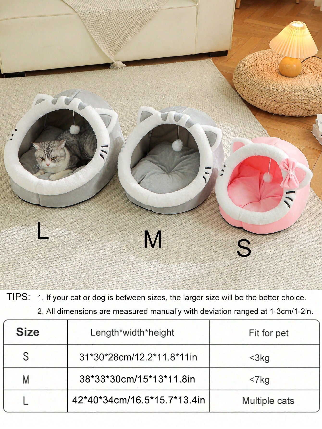 1 Pc Cute Cat Bed For Indoor Cats House, Washable Pet House, Warm Pet Cave Bed , Suitable For Use Of Rabbits, Puppies And Cats