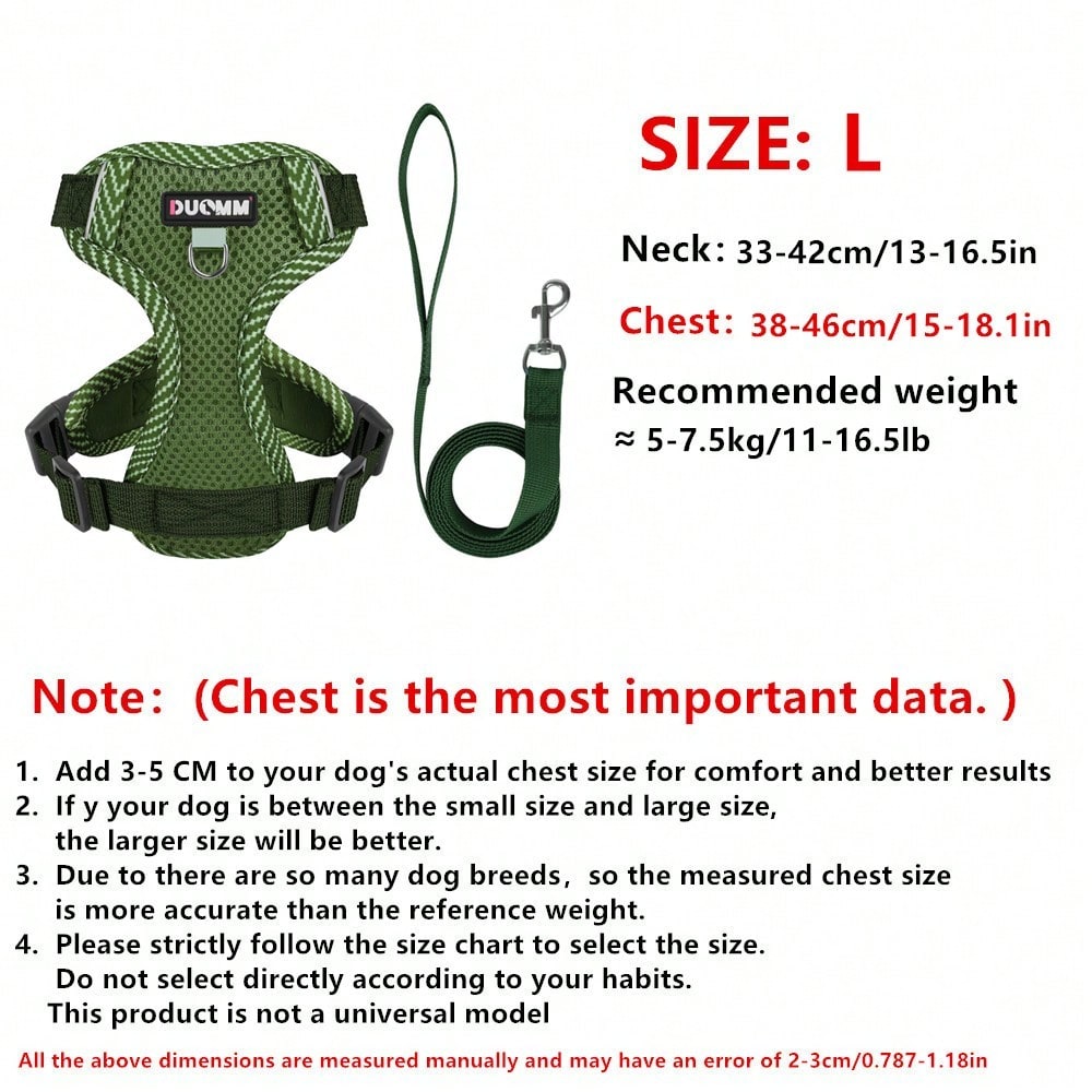 Army green printed pet harness and leash set with breathable mesh, adjustable chest harness, reflective details, and soft polyester design for cats and small dogs.