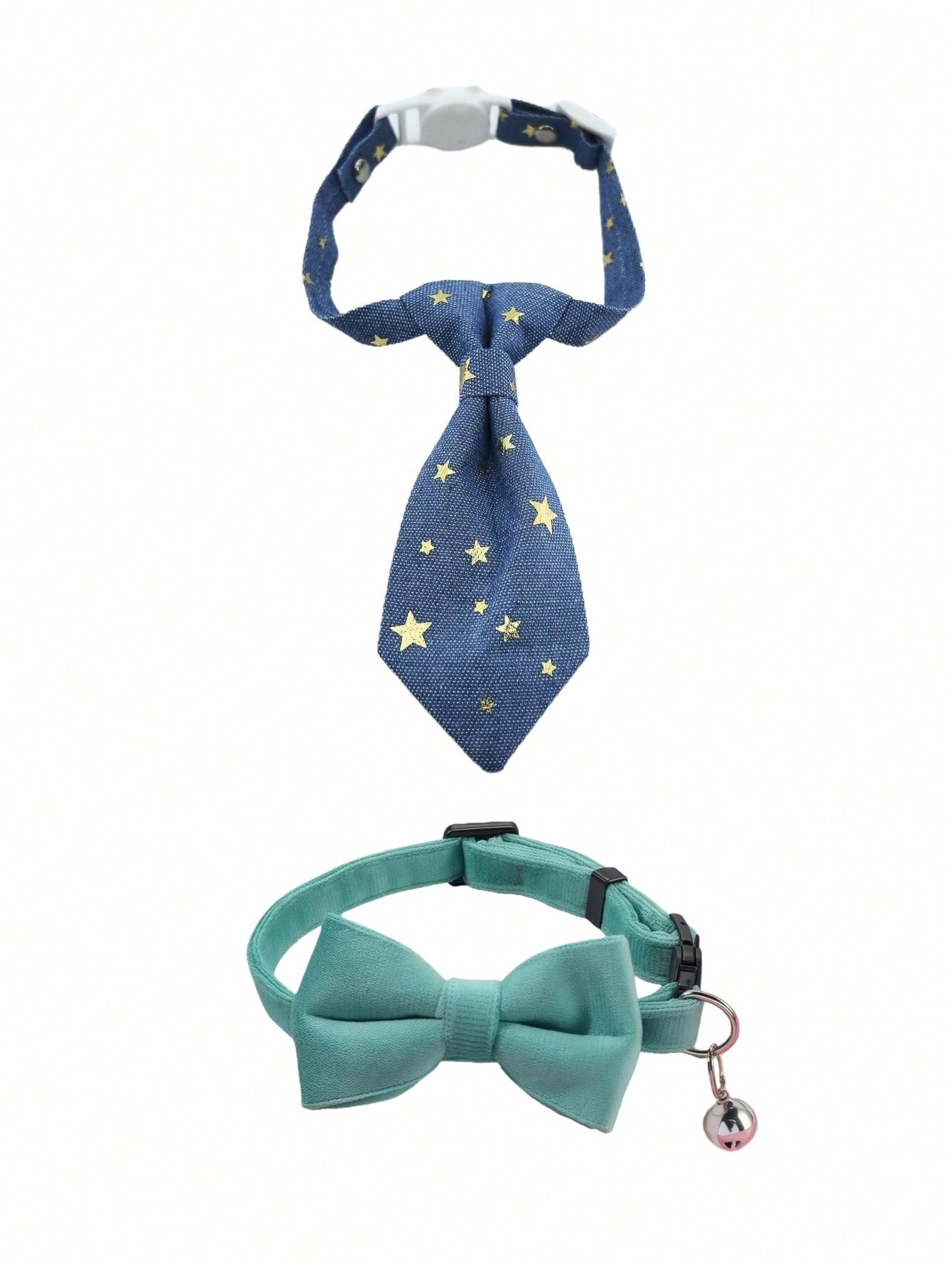 Multicolor adjustable polyester pet collar with bell and bow tie for cats and small dogs