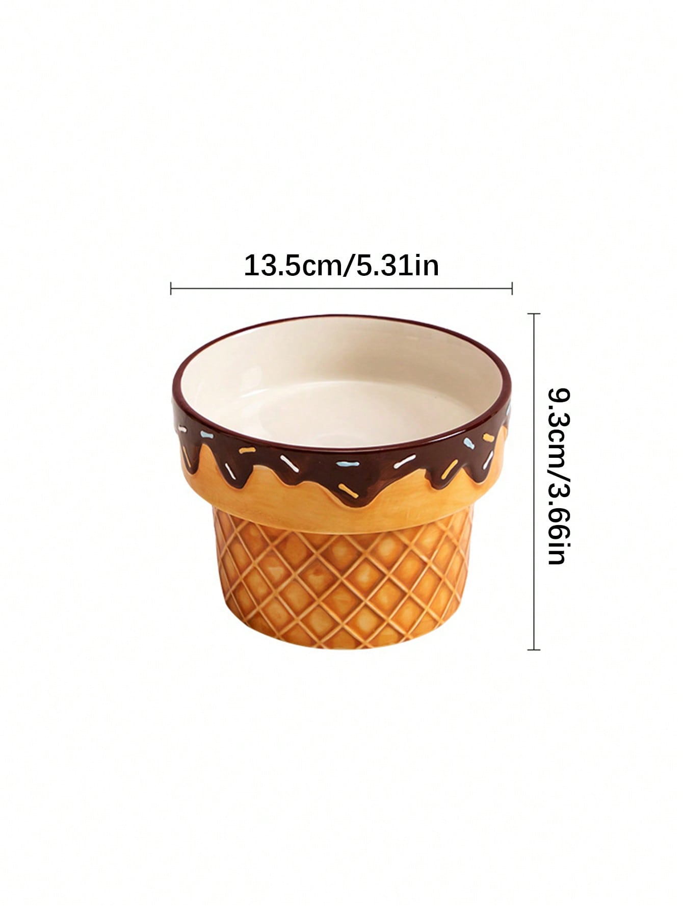 1pc Ceramic Cat Bowl, Elevated Dog Bowl For Neck Pain, Ice Cream Design Pet Food Dish, Anti-Tilt Feeder