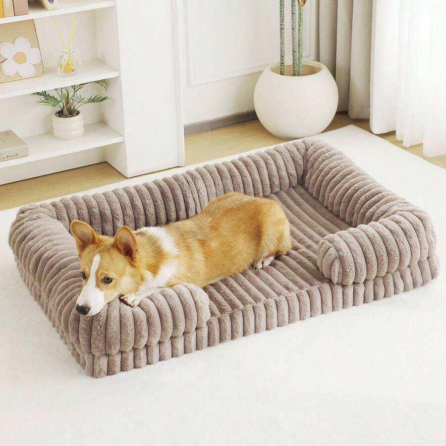 Multicolor plaid foam pet bed mat with anti-slip bottom for dogs and cats