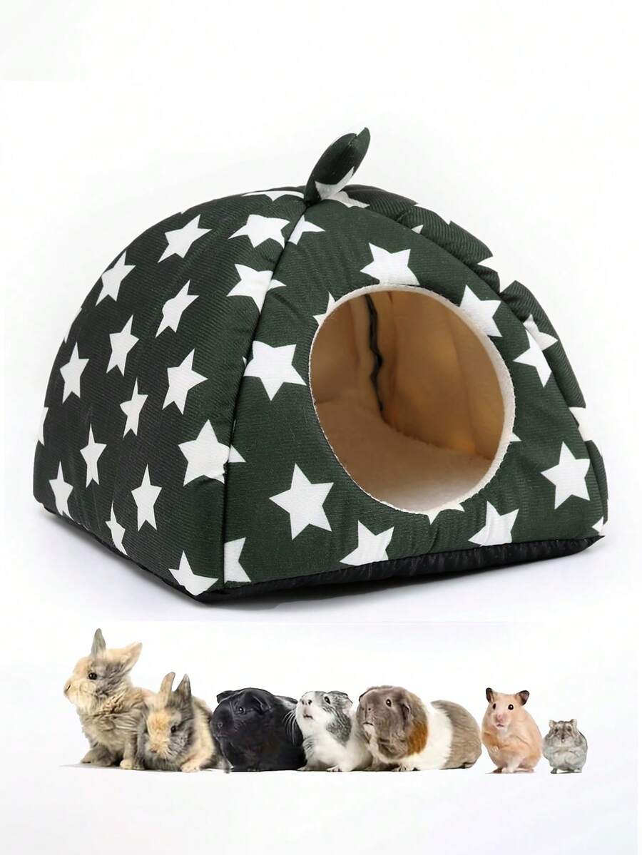 Pink strawberry pattern hamster bed hideaway nest made of soft polyester for small pets.