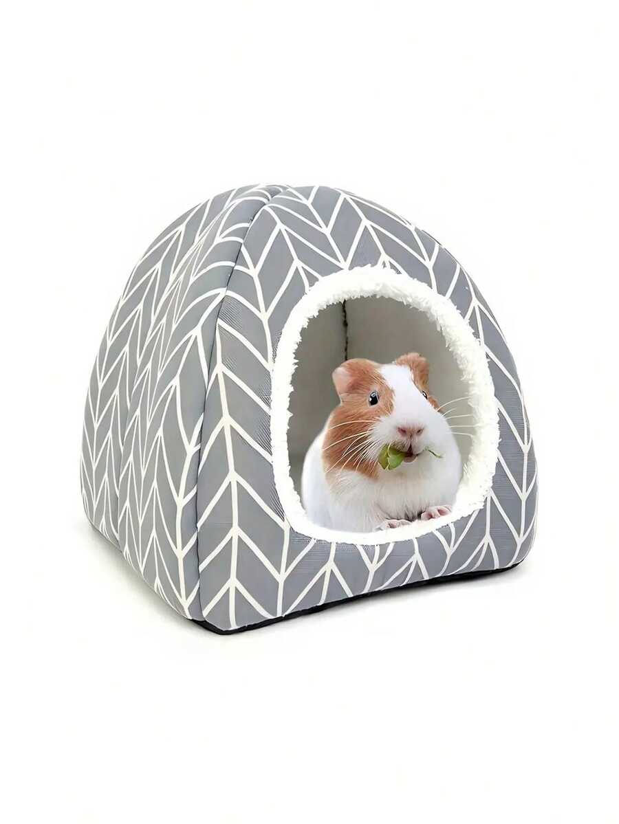 Pink strawberry pattern hamster bed hideaway nest made of soft polyester for small pets.