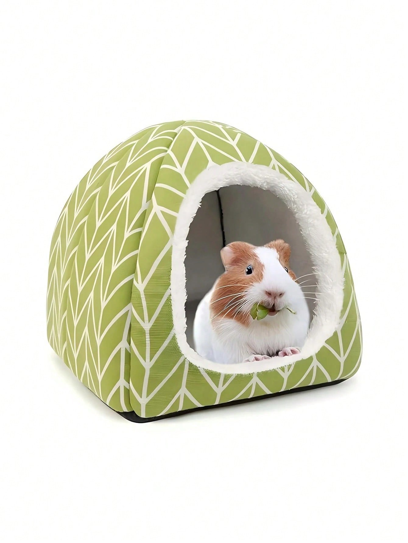 Pink strawberry pattern hamster bed hideaway nest made of soft polyester for small pets.